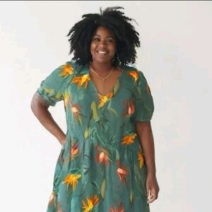 Ava & Viv  Bohemian Hippie Flower Linen Rayon Blend Dress Size 4x